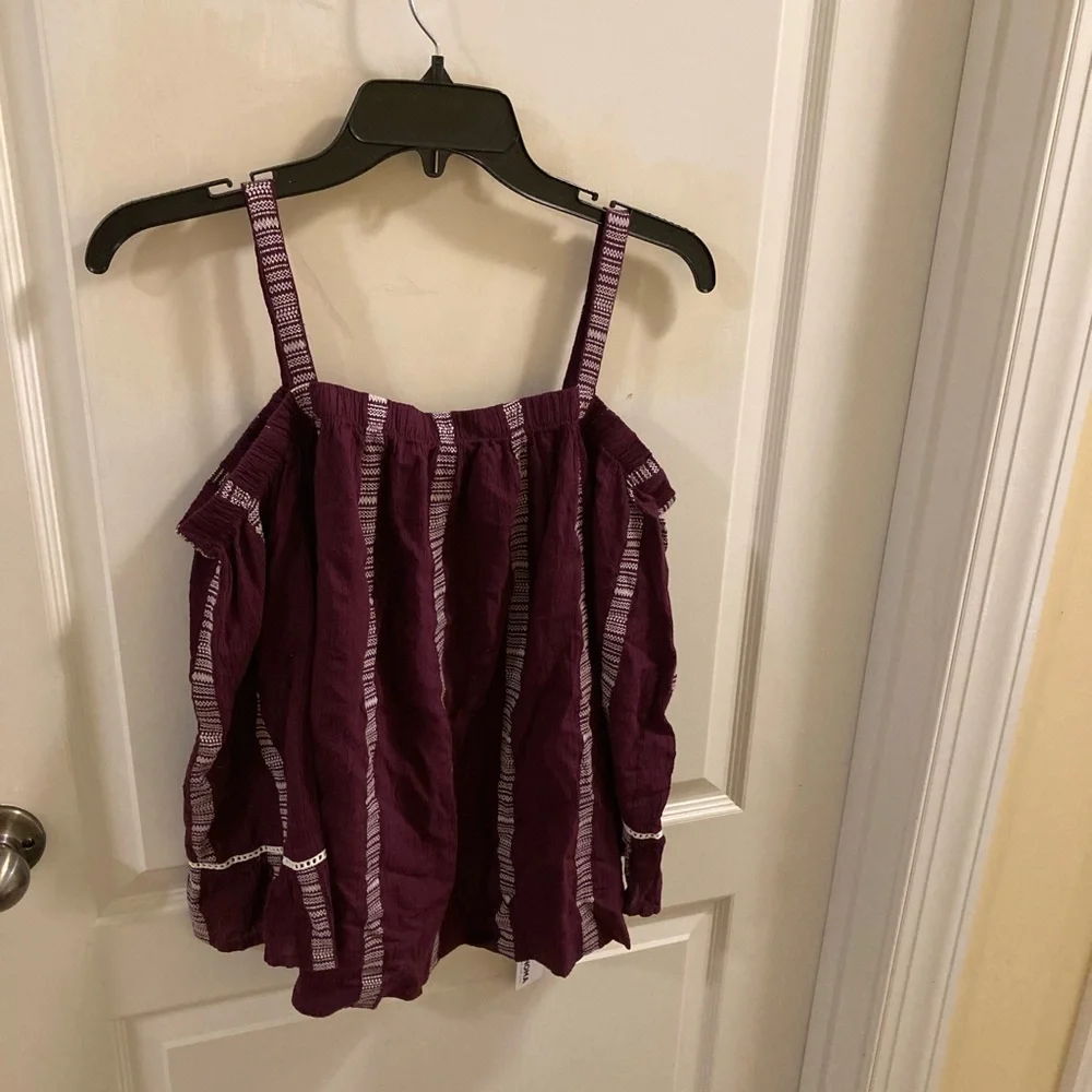 🐆3/$15 Sonoma stripped off shoulder top NWT - Picture 2 of 6